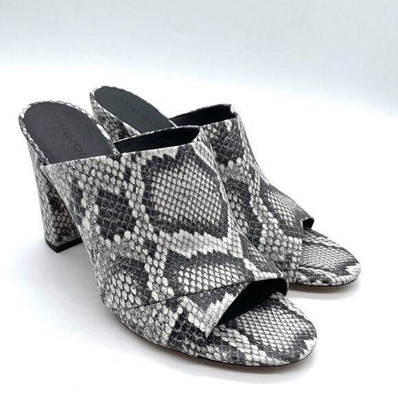 VINCE Heath-B Sahara Leather Mule Sandals Snake Skin NWT/NIB - Picture 2 of 5